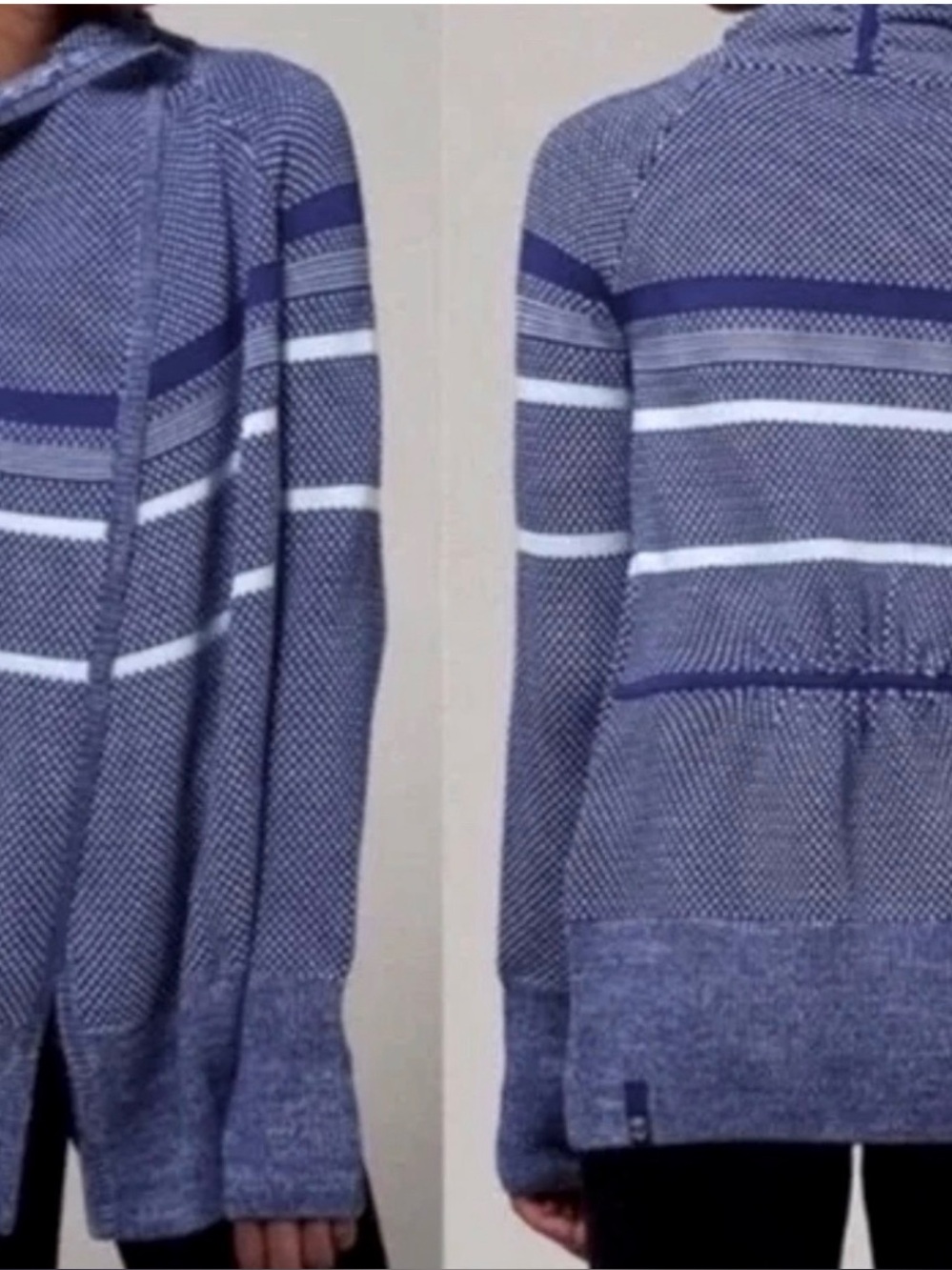 Ivivva Navy and Cream Striped Cowl Neck Sweater